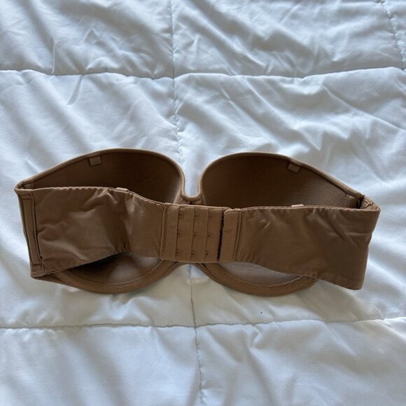 Victoria’s Secret Womens Size 34D Nude Tan Bandeau Bra No Straps Padded - Picture 4 of 9